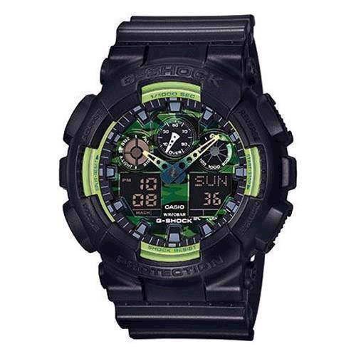 Image of G-Shock sort resin med stål quartz multifunktion (5081) Herre ur fra Casio, GA-100LY-1AER